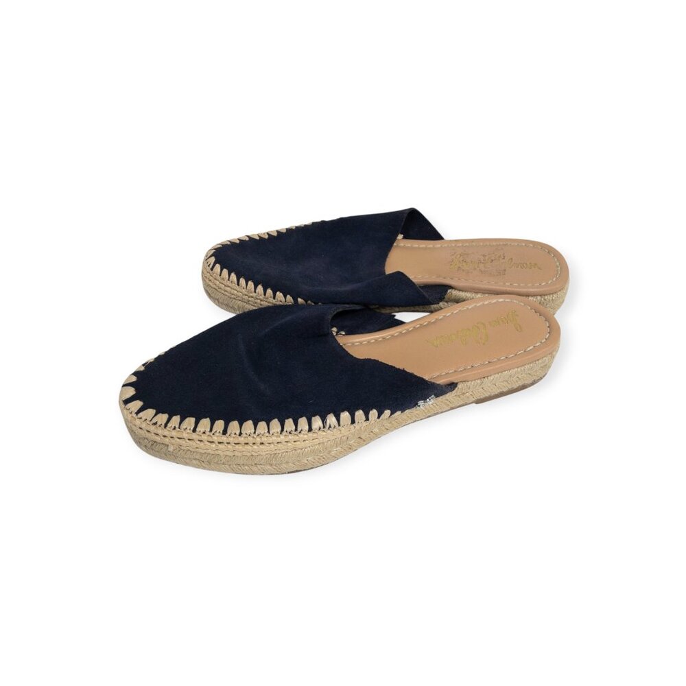 Sam Edelman Slip On Shoes Cork Sole Size 6.5 Navy Backless Mule Austin